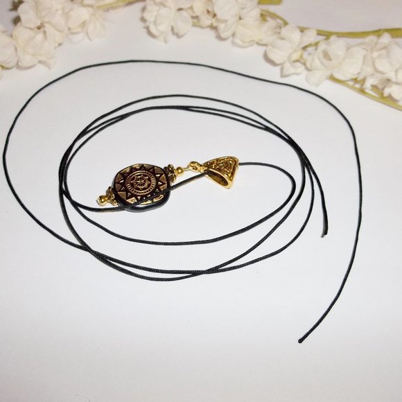 Necklace Pendant Black & Gold Adjustable Size 5276 - Picture 5 of 8